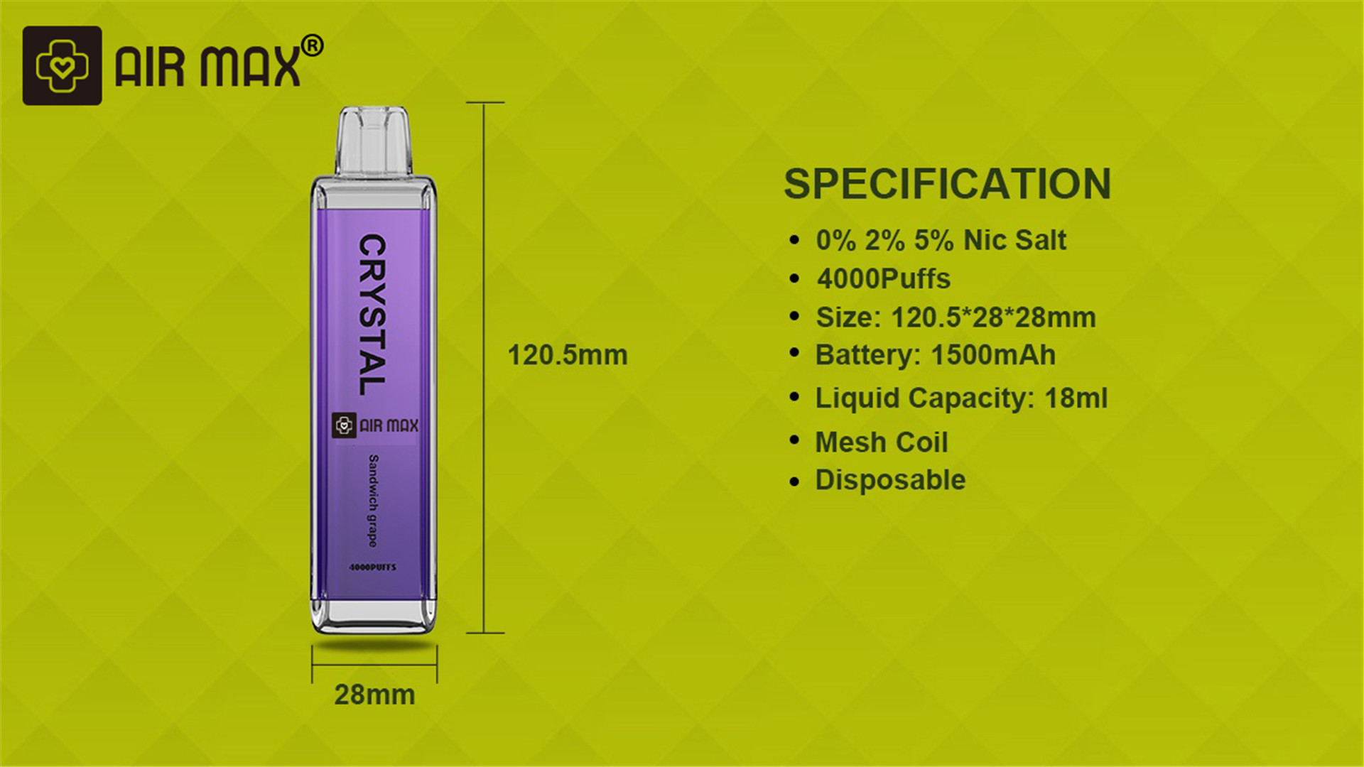 Air Max Crystal 4000 Puffs Disposable Vape (5)ozd